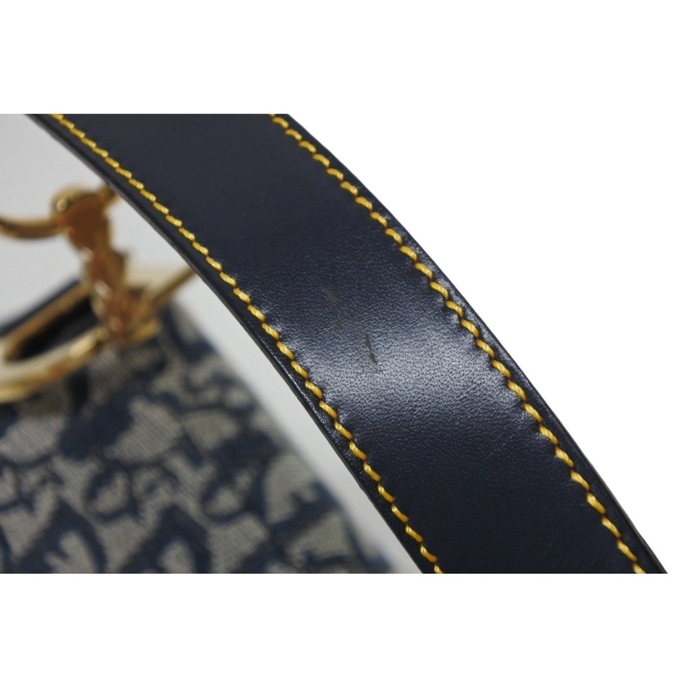 Christian Dior Trotter Saddle Bag Galliano canvas leather Navy Blue - Picture 6 of 10